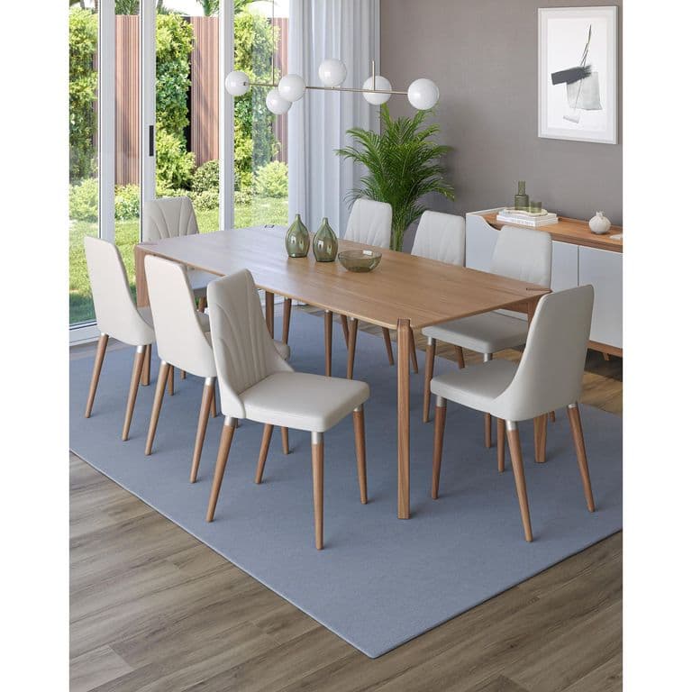 Juego de Comedor Harmony 8 Sillas Mesa Rectangular 100x77x184 cm Cafe