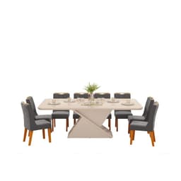 Juego de comedor Berlin 8 Sillas Mesa Rectangular 200x100x15 cm Blanco