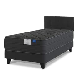 Cama Europea Black 1.5 Plazas 105X200 Cm + Respaldo Royal Negro