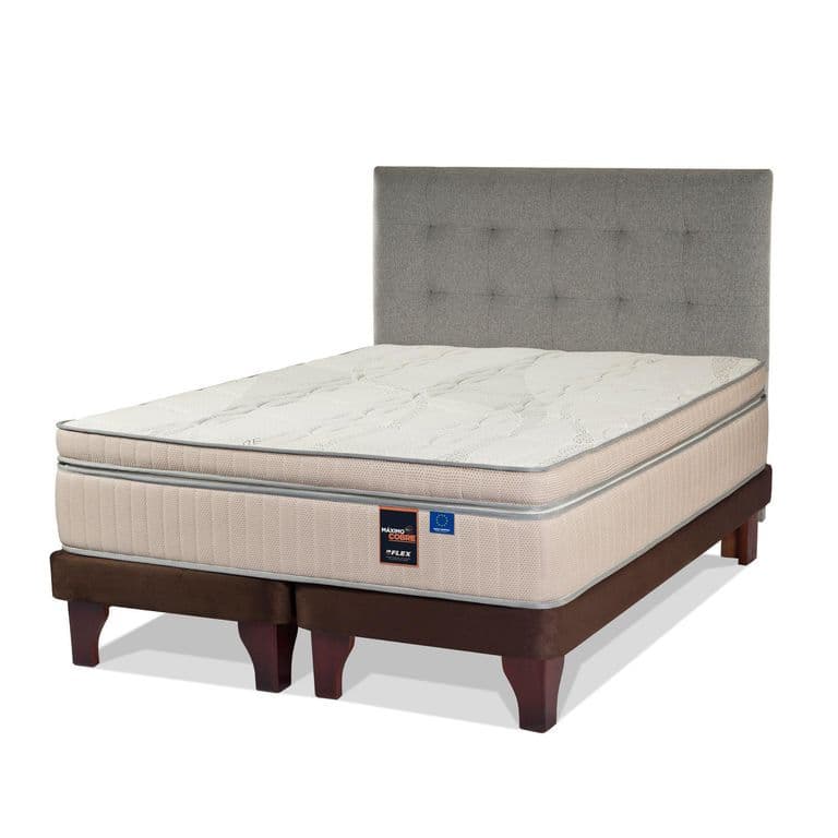 Cama Europea Maximo Cobre King 180X200 Cm + Respaldo Design Gris