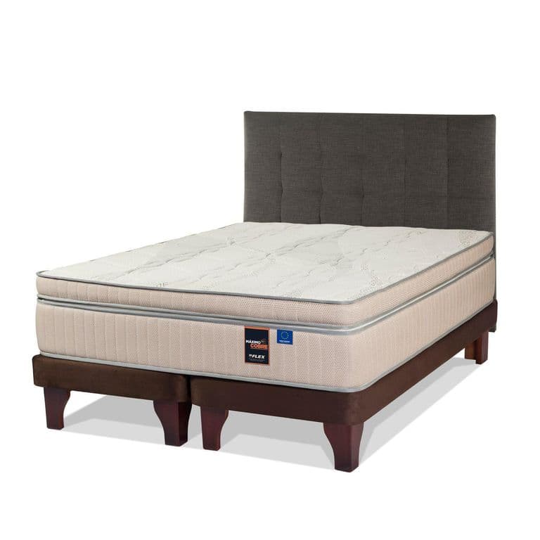 Cama Europea Maximo Cobre King 180X200 Cm + Respaldo Design Grafito