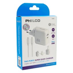 Cargador De Pared Super Rapido 65W Usb Tipo A Y C