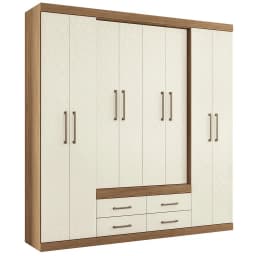 Closet 8 Puerta(s) 4 Cajon(es) 11 Repisa(s) 212x217.6x46.3 cm Cafe Blanco crema
