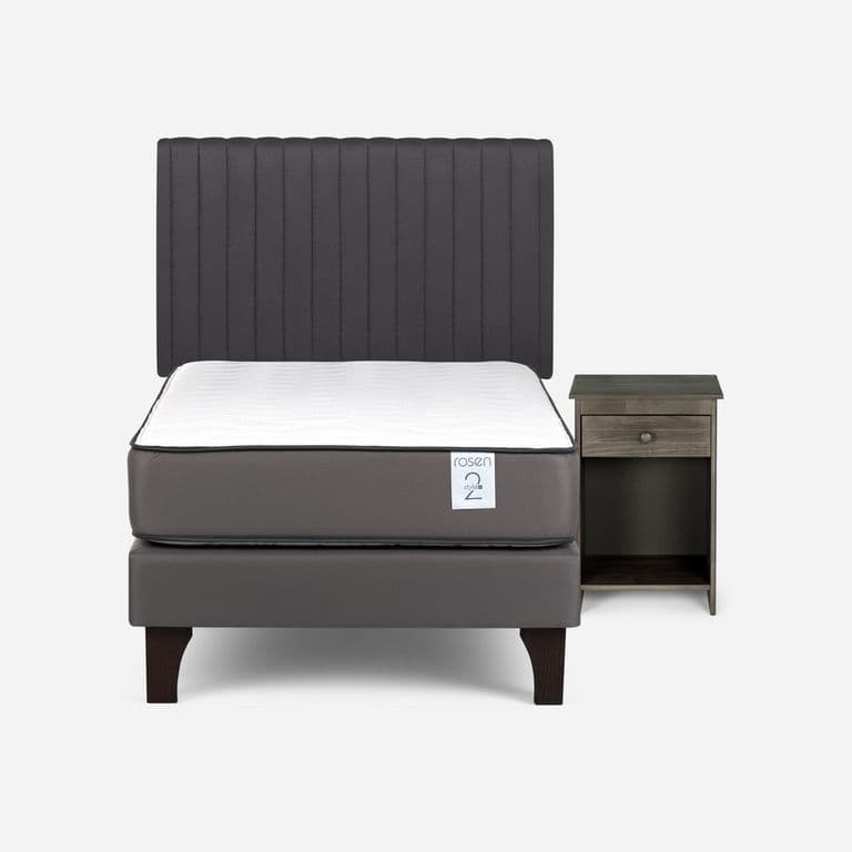 Cama 1 Plaza Europea New Style 2 Plus + Respaldo + Velador