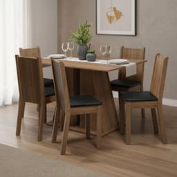 Juego de comedor Angelo Luz 6 Sillas Mesa Rectangular 120x90x78 cm Cafe