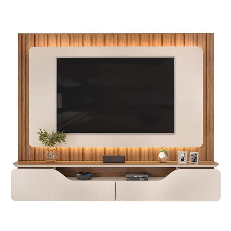 Panel TV 70 " Treviso WHFRE Cafe/Blanco Off 210x180x32.5 cm
