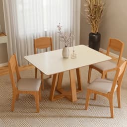 Juego de comedor TM86 4 Sillas Mesa Rectangular 77x90x135 cm Cafe
