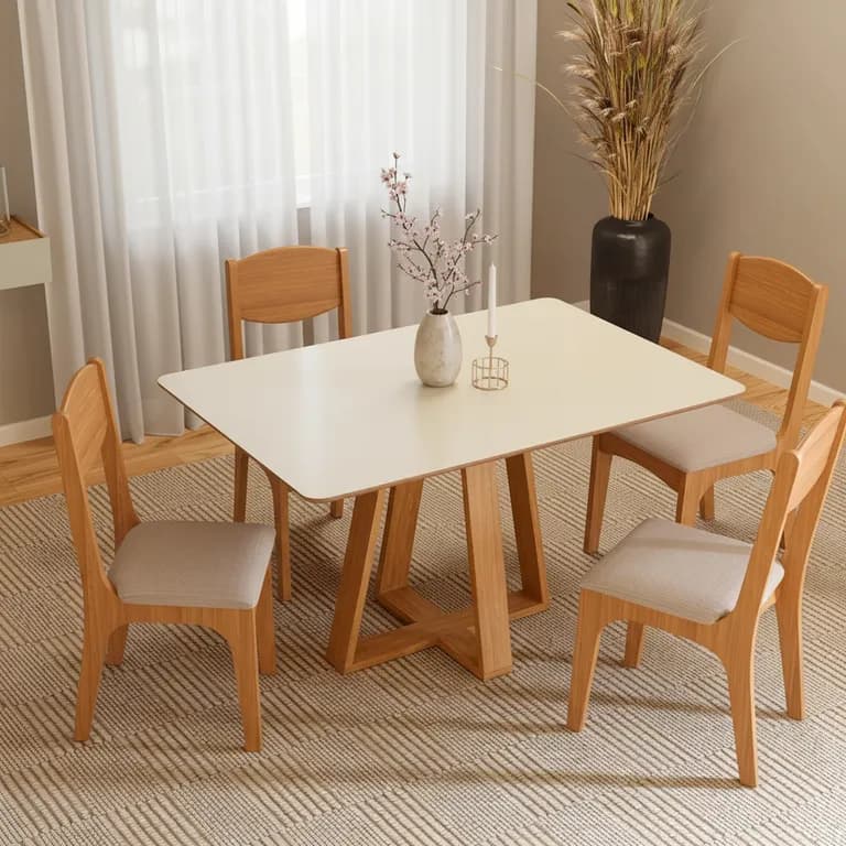 Juego de comedor TM86 4 Sillas Mesa Rectangular 77x90x135 cm Cafe