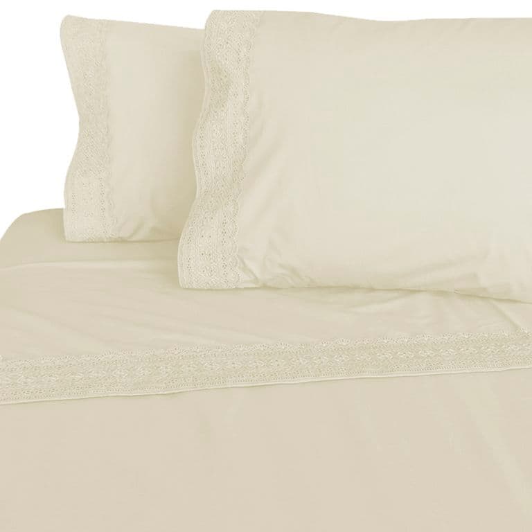 Sabana Broderie King 180 Hilos Ivory