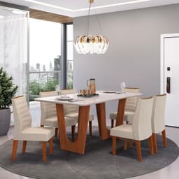 Juego de Comedor Nala 6 Sillas Mesa Rectangular 170x90x80 cm Cafe
