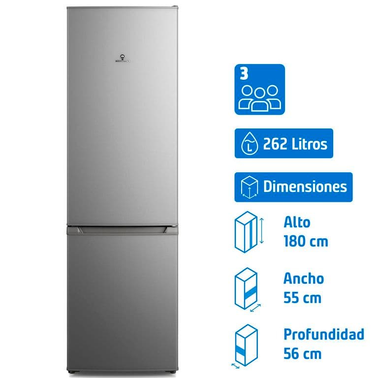 Refrigerador Bottom Freezer Frio Directo 262 Litros Inox MED270