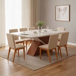 Juego de comedor Zafira 8 Sillas Mesa Rectangular 200x81,5x100 cm Blanco