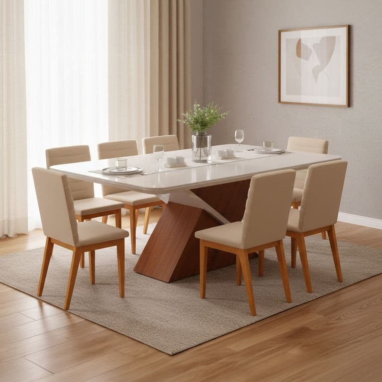 Juego de comedor Zafira 8 Sillas Mesa Rectangular 200x81,5x100 cm Blanco