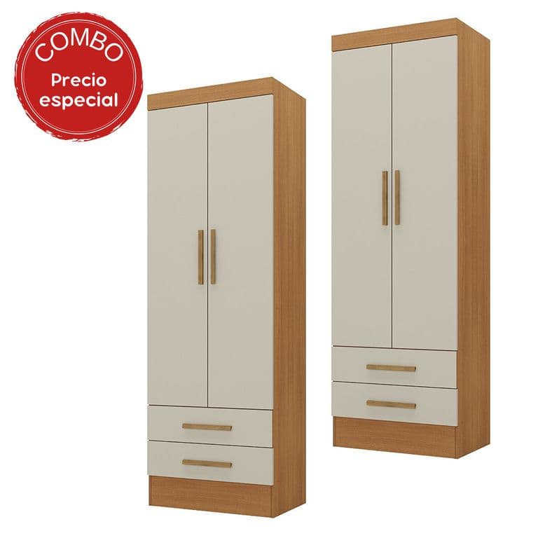 Combo 2 Closet 2 Puertas 2 Cajones 194,5x54,8x40 cm