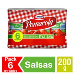Pack Salsa de Tomate Italiana Pomarola Carozzi 6 x 200 g