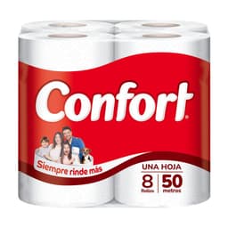 Papel Higienico Confort Hoja Simple 8 x 50 mts 8 UN