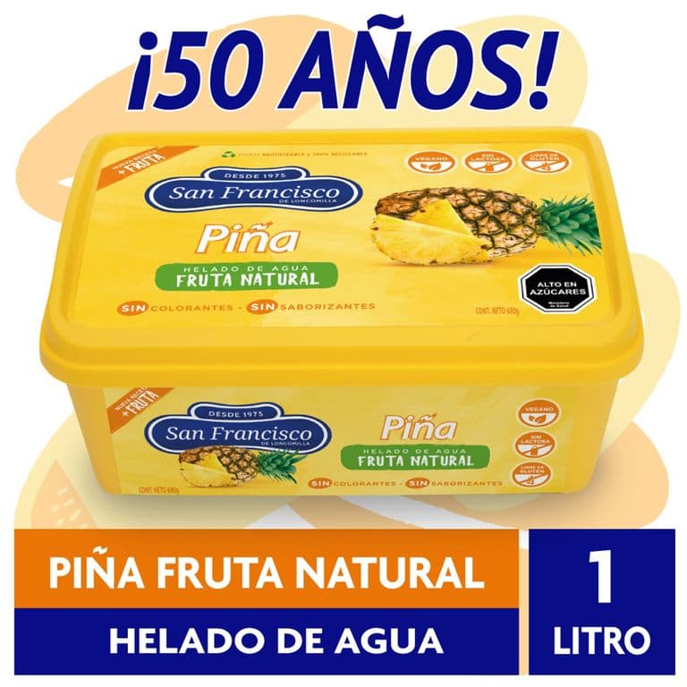 HELADO PINA AGUA 1 LT.