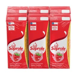 Pack Leche Semidescremada Sabor Frutilla Soprole 6 x 200 ml PACK 6 X 200 ML