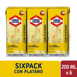Pack Leche Semidescremada Platano Loncoleche 6 x 200 ml PACK 6 X 200 ML