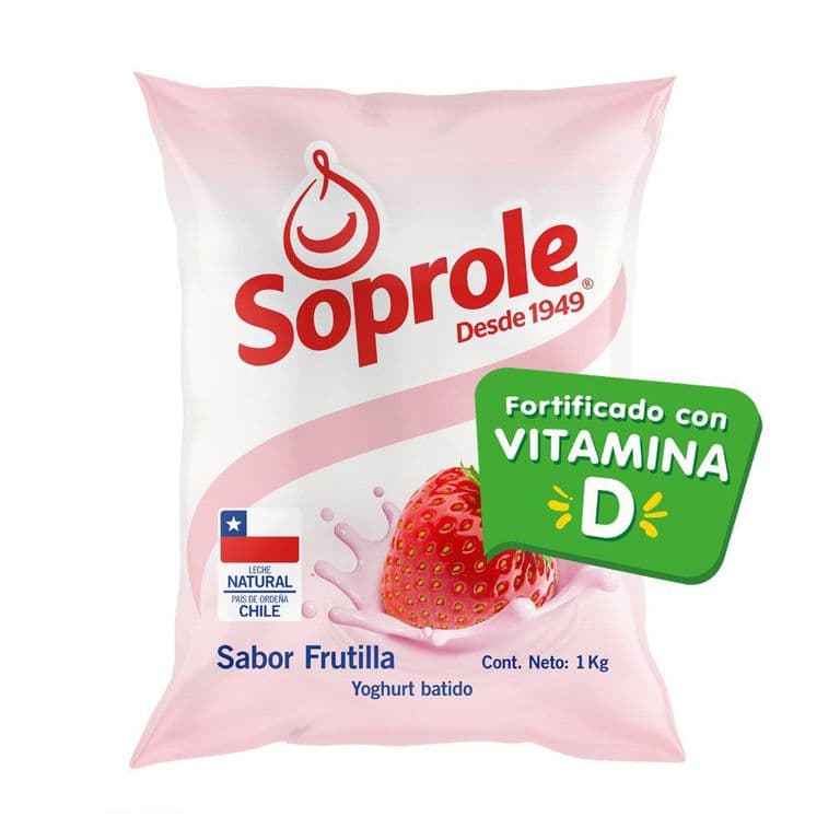 Yoghurt Batido Bolsa Sabor Frutilla 1 KG