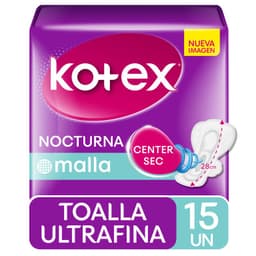 Toalla Higienica Nocturna Ultra Fina Tela Malla Con Alas Kotex 15 un
