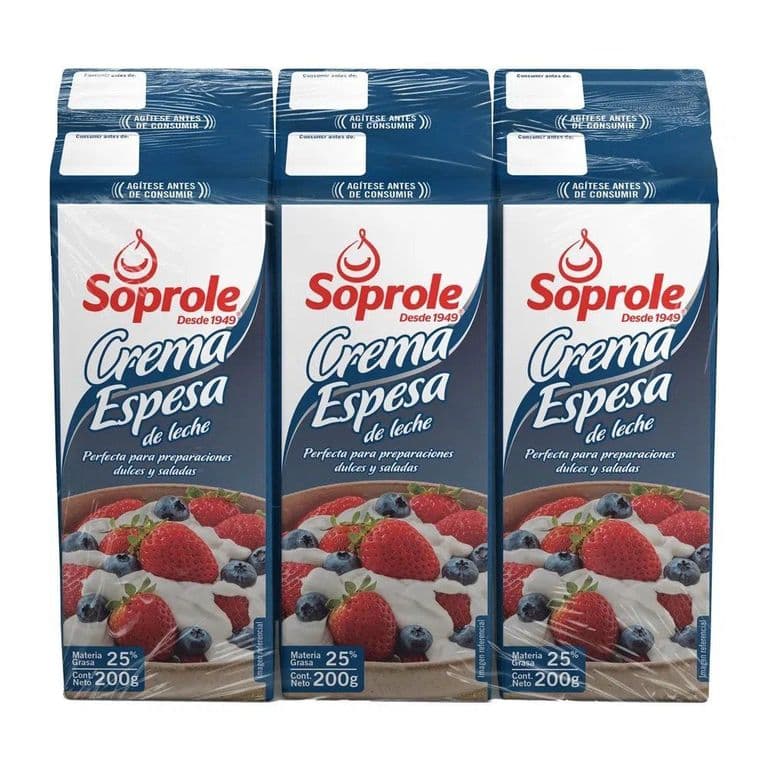 Pack Crema de Leche Espesa Soprole 6 x 200 gr