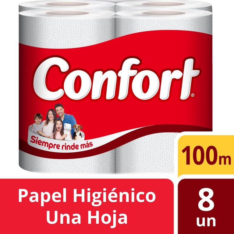 Papel Higienico Confort Una Hoja 8 x 100 mts 8 UN