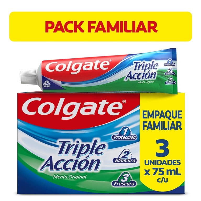 Pack Pasta Dental Menta Original Colgate 3x75 ml 3 x 75 GR