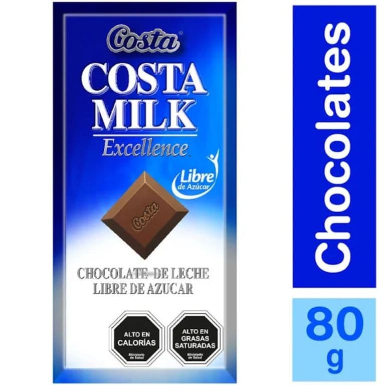 Chocolate de Leche Costa Milk Sin Azucar 80 g