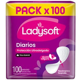Protectores Diarios Ultradelgado Tela Suave Ladysoft 100 un