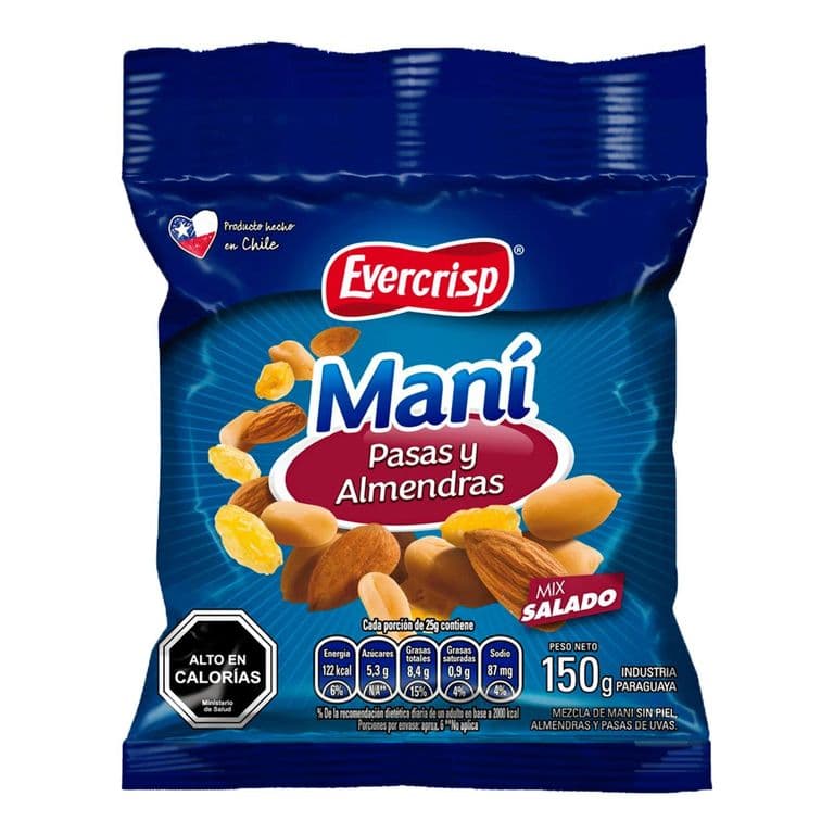 Mix Mani, Pasas y Almendras Evercrips 150 g