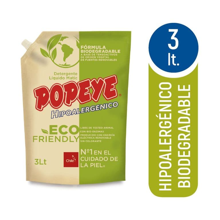 Detergente Liquido Ecofriendly Doypack Popeye 3 lt