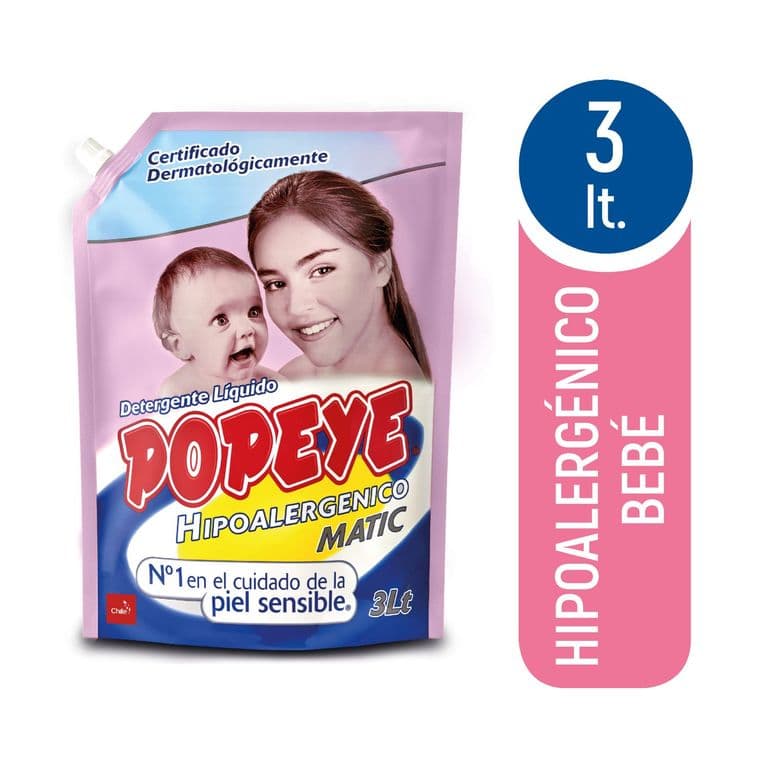 Detergente Liquido Doypack Hipoalergenico Bebe Popeye 3 lt