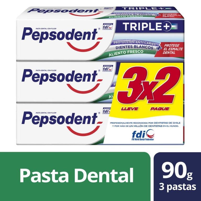 Pack Pasta de Dientes Triple Pepsodent 3 x 90 g 3 UN