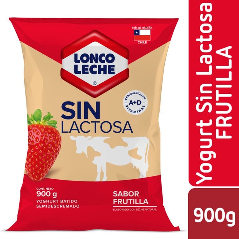 Yogurt Bolsa sin Lactosa Frutilla 900 GR