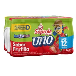 Pack Probiotico Uno Defensas Sabor Frutilla Soprole 12 x 80 ml