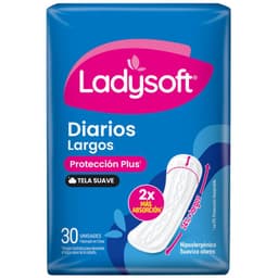 Protectores Diarios Largos Tela Suave Ladysoft 30 un