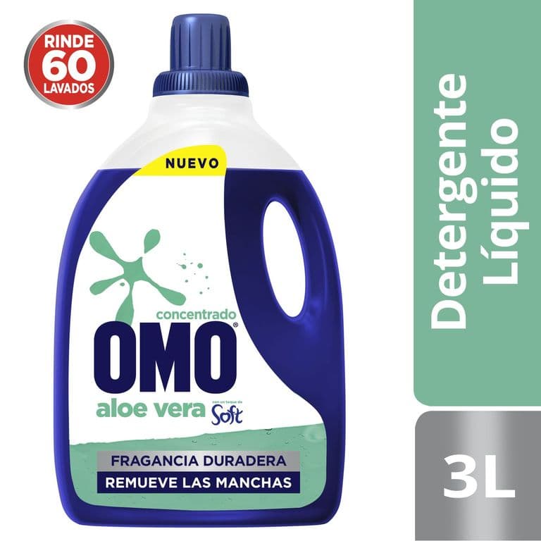 Detergente Liquido Botella Soft Aloe Vera Omo 3 lt