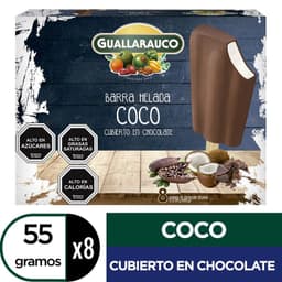 BARRA  COCO CUBIERTA  CHOC 440G GUALLA. 8 X 55 ML