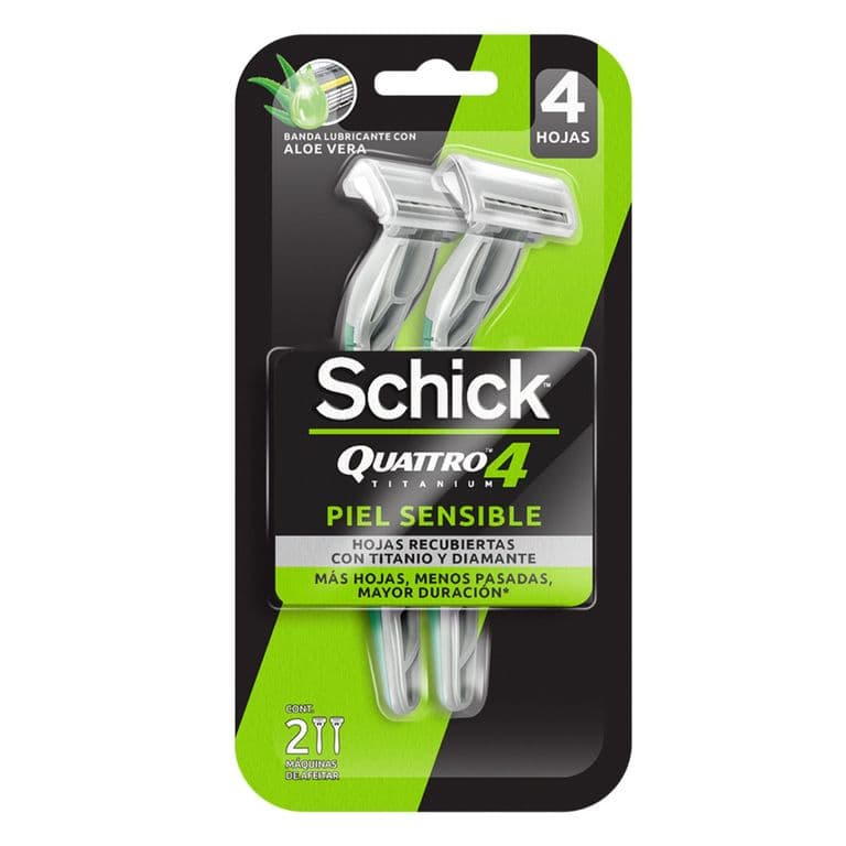 Maquina Afeitar Quattro Piel Sensible Schick 2 Un