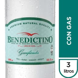 Agua Purificada Con Gas Benedictino 3 L 3 lt
