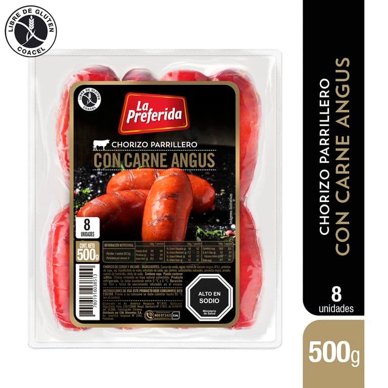 Chorizo Parrillero Angus La Preferida 8 Un