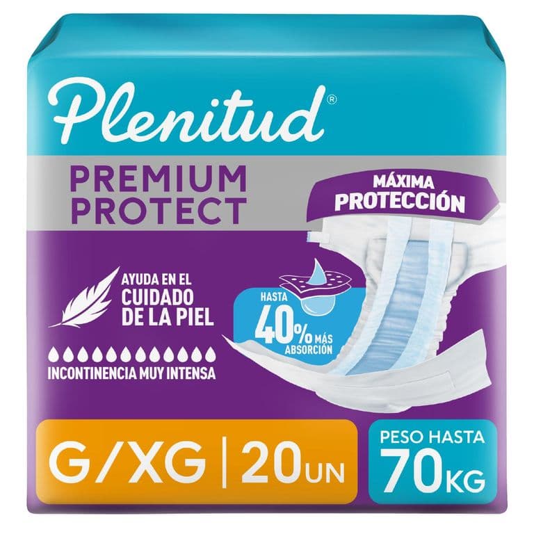 Panales para Adulto Premium Protect Talla G Plenitud 20 un 22 UN