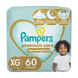 Panales Desechables Premium Care Hipoalergenico Talla XG Pampers 60 un