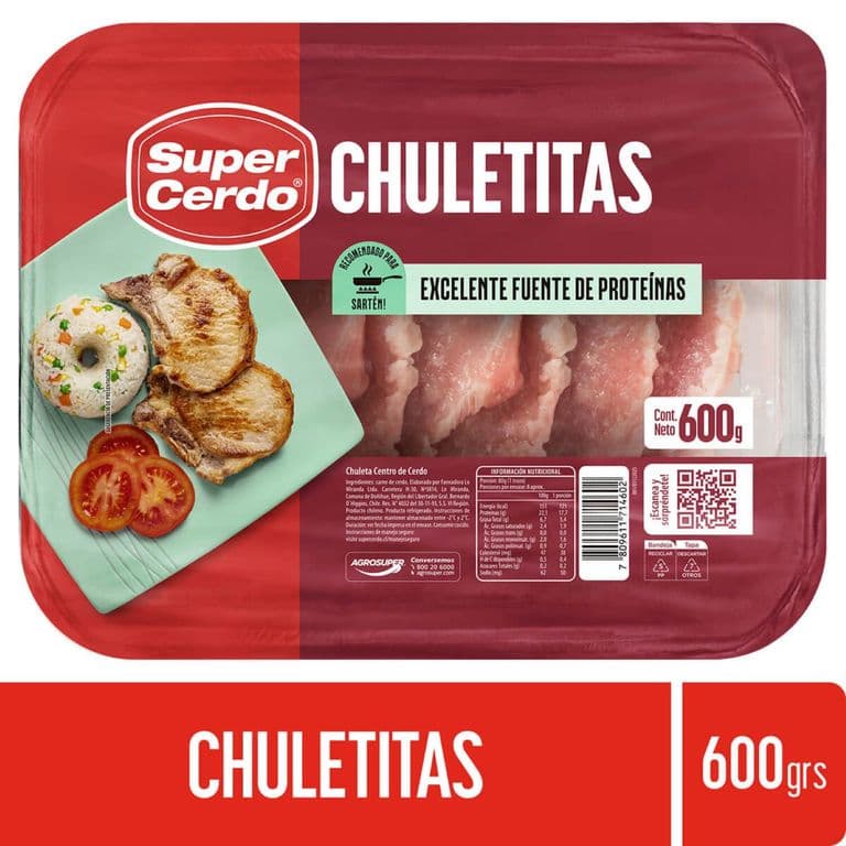 Chuletitas Centro de Cerdo Super Cerdo 600 g