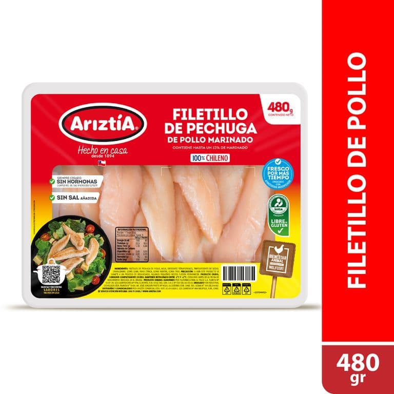 Filetitos de Pechuga de Pollo Ariztia 480 g