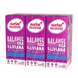 Pack Leche Descremada Sin Lactosa Surlat 6 x 200 ml PACK 6 X 200 ML