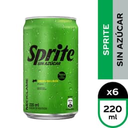 Pack Bebida Sprite Sin Azucar Lata 6 x 220 ml