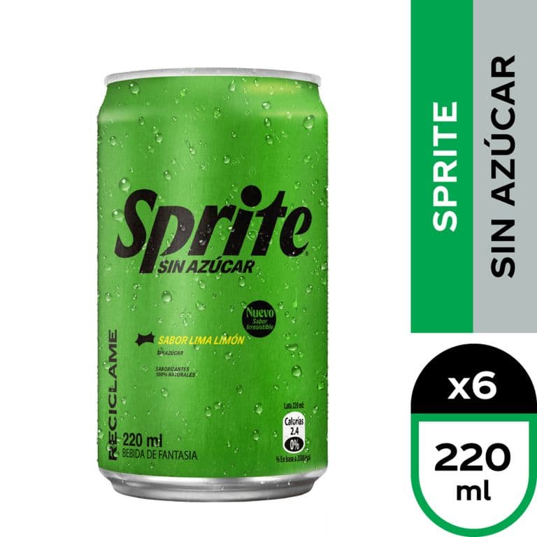 Pack Bebida Sprite Sin Azucar Lata 6 x 220 ml