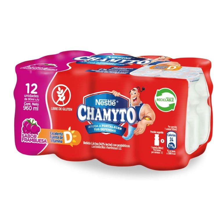 Pack Probioticos Chamyto Sabor Frambuesa 12 x 80 ml